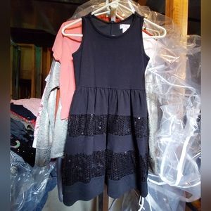 Black Striped Sequin Dress